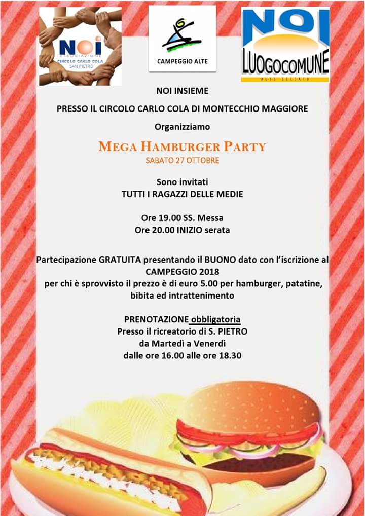 Hamburgher Party Circolo NOI Montecchio Maggiore 27 10 2018